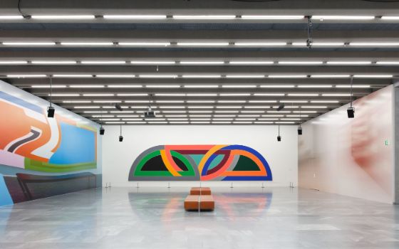 Moderner Ausstellungsraum im Kunstmuseum Basel mit grossflächiger Wandkunst und minimalistischer Architektur.