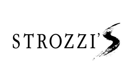 Schwarzes Logo des Restaurants Strozzi`s auf weissem Grund.